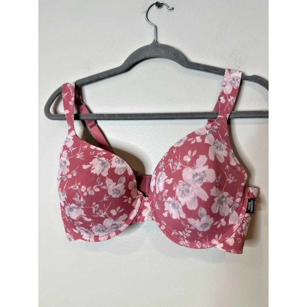 Vince Camuto Womens Floral Underwire Padded T Shirt Bra Size 38D Comfort Strap